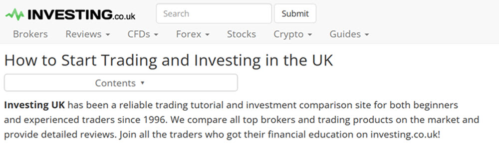 reliable trading tutorial and investment comparison site - investing.co.uk